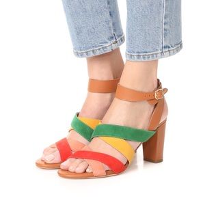 Charlotte Stone Strappy Suede Rainbow Sandals